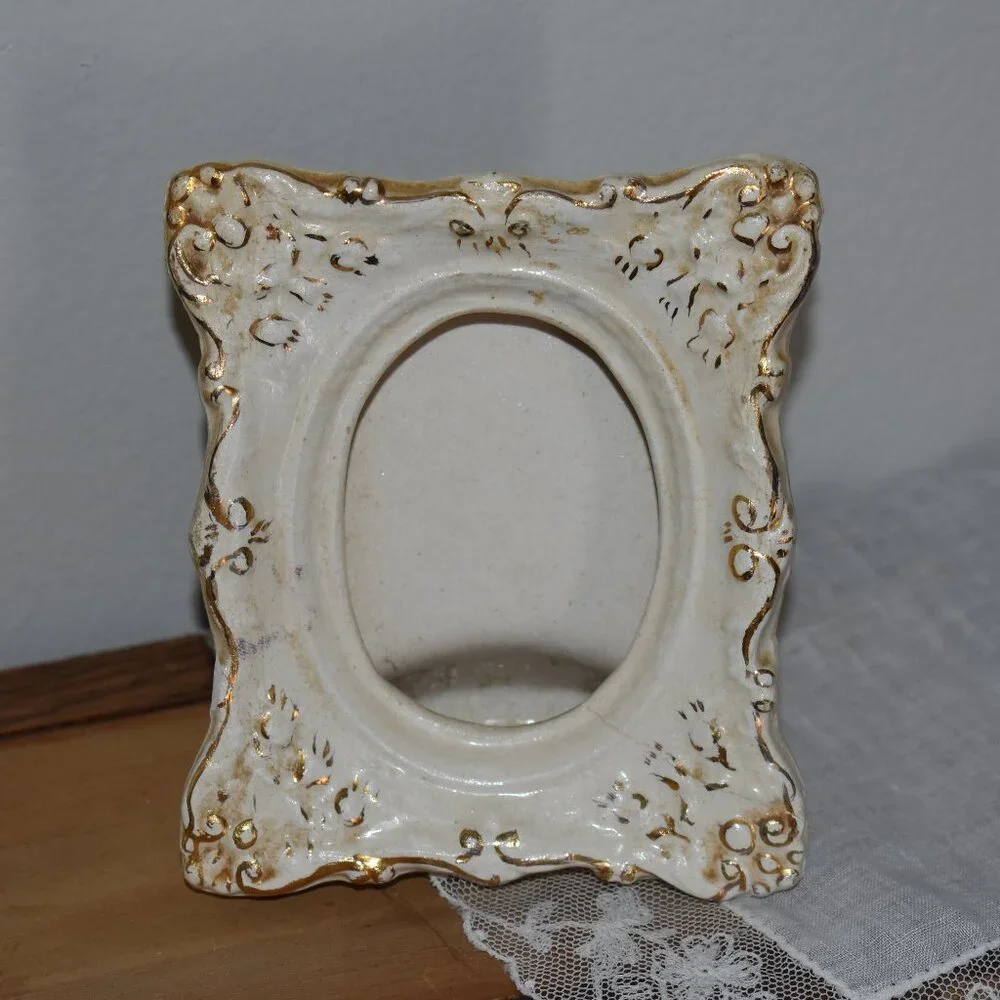 Antique Vintage Mini Ornate Porcelain Picture Frame Victorian Gothic Decor